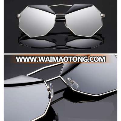 2017 Brand Super Lovers Oversized Sunglasses Polygon Metal Frame Mirror Sun Glasses UV400 Protective Eyewear Ladies CA5014